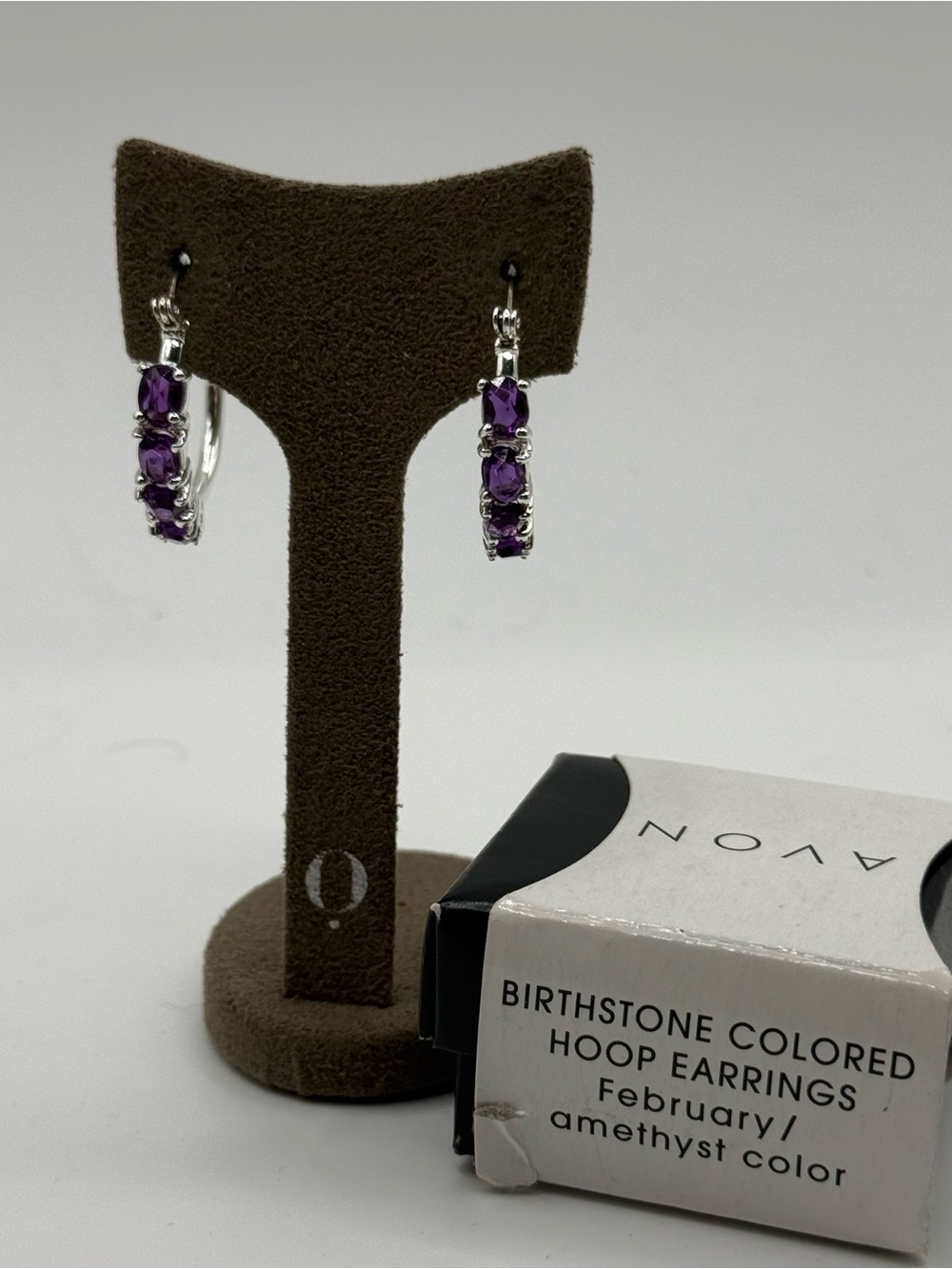Avon Amethyst-Colored Hoop Earrings - February Birthstone